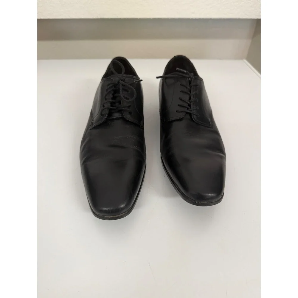 Hugo Boss Mens Black Leather Derby Dress Shoes 50234066 Size 8.5